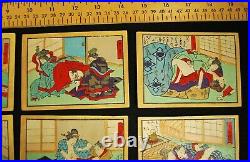 12 Meiji Era Japanese Shunga / Original Art / Antique Woodblock Erotic Prints
