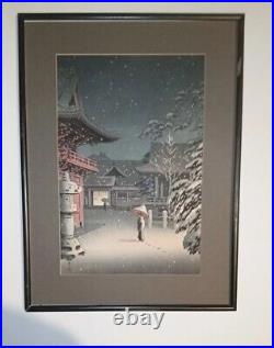 1870-1949 Snow At Nezu Shrine by Tsuchiya Koitsu Japanese Woodblock Print