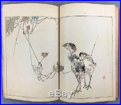 1890, Japanese vintage woodblock print book SEITEI KACHÔ GAFU, Meiji-era