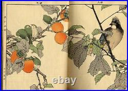 1891 KEINEN Kacho Gafu Woodblock Print Bird & Flower Picture Book FALL AUTUMN