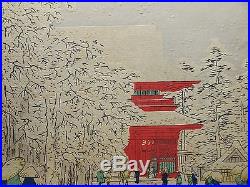 1892 MEIJI Antique HIROSHIGE JAPANESE WOODBLOCK PRINT Kinryzan Temple Asakusa