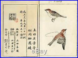 1914 Original EISHO Ornithology Japanese Woodblock Print Bird Picture Book Vol. 2