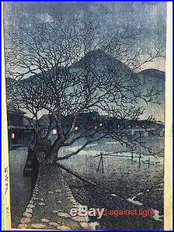 1929 Kawase Hasui Original Japanese Woodblock Print Evening at Beppu