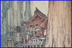 1930s Hiroshi Yoshida Misty Day in Nikko Japanese Color Woodblock Print 16