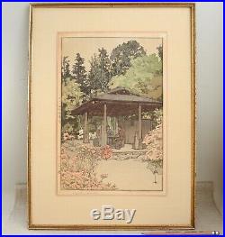 1935 Hiroshi Yoshida Azalea Garden Signed Woodblock Lifetime Print Ed. Japanese