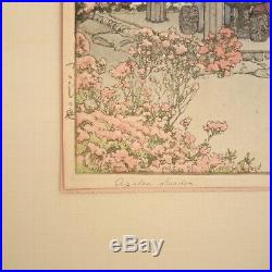 1935 Hiroshi Yoshida Azalea Garden Signed Woodblock Lifetime Print Ed. Japanese