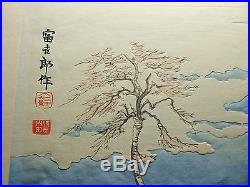 1940 Orig TOKURIKI TOMIKICHIRO Japanese Woodblock Print -Fuji from Fujimi Hights