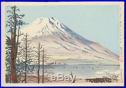 1940 Orig TOKURIKI TOMIKICHIRO Japanese Woodblock Print -Fuji from Lake Yamanaka
