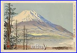 1940 Orig TOKURIKI TOMIKICHIRO Japanese Woodblock Print -Fuji from Lake Yamanaka