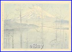 1940 Orig TOKURIKI TOMIKICHIRO Japanese Woodblock Print Fuji in Early Spring