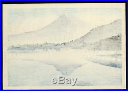 1940 Orig TOKURIKI TOMIKICHIRO Japanese Woodblock Print Reverse Fuji Kawaguchi