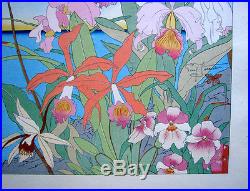 1940 Paul Jacoulet Flowers South Seas /350 Japanese Woodblock Print RARE! L@@K