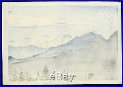 1940 TOKURIKI TOMIKICHIRO Japanese Woodblock Prints Fuji from Kiyosato Station