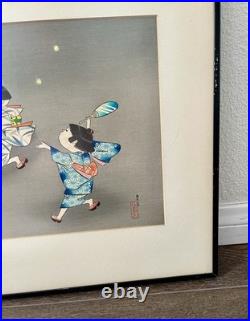 1950 Hitoshi Kiyohara Signed Wood Block Print Japanese Art 15/19 Inches Framed