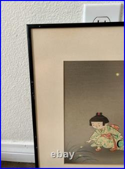 1950 Hitoshi Kiyohara Signed Wood Block Print Japanese Art 15/19 Inches Framed