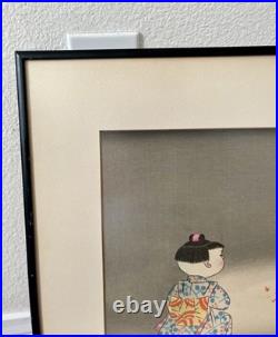 1950 Hitoshi Kiyohara Signed Wood Block Print Japanese Art 15/19 Inches Framed