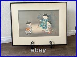 1950 Hitoshi Kiyohara Signed Wood Block Print Japanese Art 15/19 Inches Framed