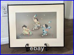 1950 Hitoshi Kiyohara Signed Wood Block Print Japanese Art 15/19 Inches Framed
