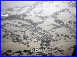 1955 Toshi Yoshida Japanese Woodblock Print Pencil Sign, Snow Country