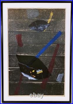 1960s MCM ABSTRACT MODERN JAPANESE WOODBLOCK PRINT Sosaku Hanga HIDEO HAGIWARA