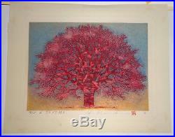 1991 Japanese Color Woodblock Print Tree Scene 10 A by Hajime Namiki (Yir)