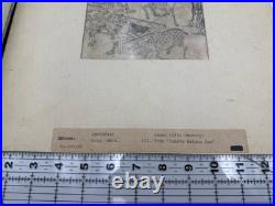 19th C. Japanese Woodblock Print Sanchosai Yamato Meisho Zue Deer & Monks