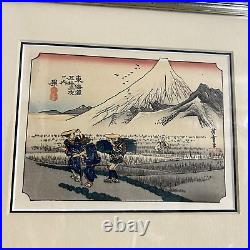 19th Century Hiroshige Ando Tokaido Road #14 Morning Fuji Japan Woodblock Print