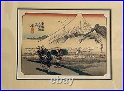 19th Century Hiroshige Ando Tokaido Road #14 Morning Fuji Japan Woodblock Print