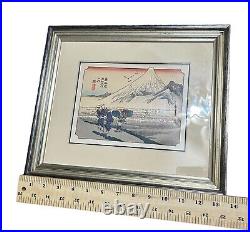 19th Century Hiroshige Ando Tokaido Road #14 Morning Fuji Japan Woodblock Print