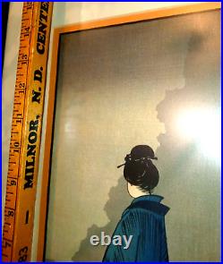 24.5x13.5 Frame (14x6.5image) Vintage Japanese Woodblock