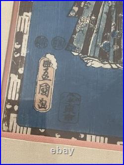 2 Utagawa Kunisada Toyokuni III Antique 19th C. Woodblocks Japanese Pair 14 X 9