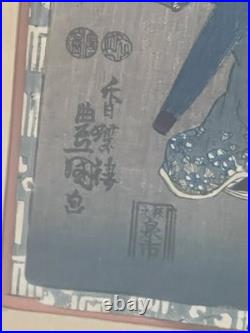 2 Utagawa Kunisada Toyokuni III Antique 19th C. Woodblocks Japanese Pair 14 X 9