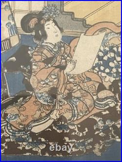 2 Utagawa Kunisada Toyokuni III Antique 19th C. Woodblocks Japanese Pair 14 X 9
