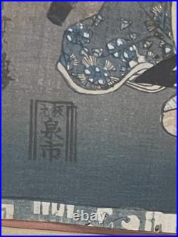 2 Utagawa Kunisada Toyokuni III Antique 19th C. Woodblocks Japanese Pair 14 X 9