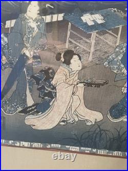 2 Utagawa Kunisada Toyokuni III Antique 19th C. Woodblocks Japanese Pair 14 X 9 2 Utagawa Kunisada Toyokuni III Antique 19th C. Woodblocks Japanese Pair 14 X 9