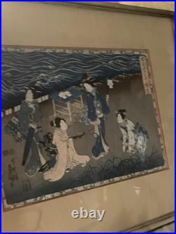 2 Utagawa Kunisada Toyokuni III Antique 19th C. Woodblocks Japanese Pair 14 X 9