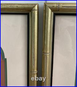 2 Vintage Japanese Woodblock Prints KIKUKAWA EIZAN Elaborately Matted & Framed