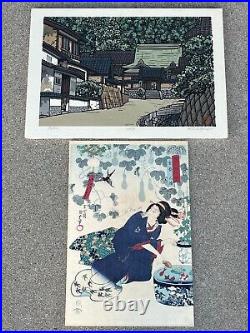 (2) prints, Katsuyuki Nishijima and Kunisada(Toyokuni) Original Woodblock Print
