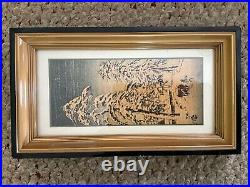 3 Kyoto Japan Miniature Woodblock Prints Framed Ushido