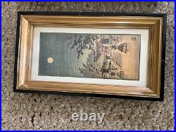 3 Kyoto Japan Miniature Woodblock Prints Framed Ushido