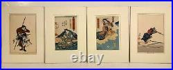 4 JAPANESE COLOR WOODBLOCK PRINTS Various Artists