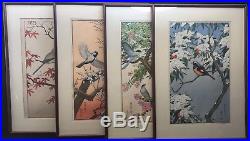 4 Original Toshi Yoshida Japanese Woodblock Print Set Franklin Mint Birds 1977