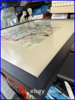 ANTIQUE Japanese Woodblock Art Print CHIKANOBU 1890s WOMEN & FLOWERS vintage art