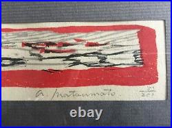 A Matsumoto vintage original MCM Japanese Boys Day Fish Kite block print signed