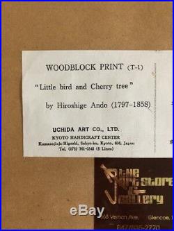 Ando Hiroshige framed woodblock print Little Bird And Cherry Tree