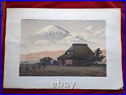Antique 1936 Japanese Kawase Hasui Mt. Fuji Narusawa Autumn Woodblock Print 6mm