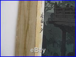 Antique 1940 YOSHIDA HIROSHI JAPANESE WOODBLOCK PRINT EVENING IN NARA SIGNED Vtg