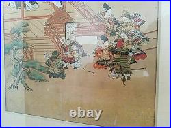 Antique 19th Century Japanese Woodblock Print Samurai Court Scene N