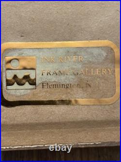 Antique Circa 1900 Framed & Matted Japanese Woodblock Print Mustard Seed Poem