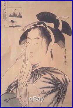 Antique Early 19th c. Japanese Woodblock Print by Kitagawa Utamaro